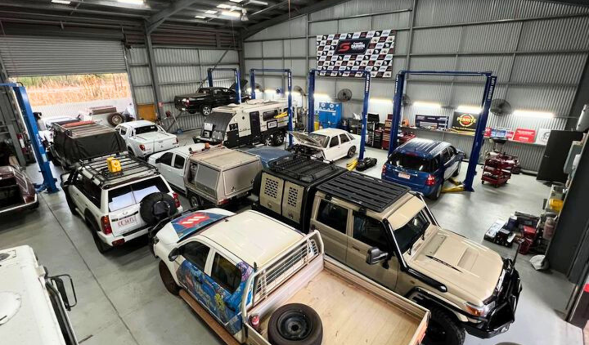 RoadPulse Automotive workshop at the end of the day with all vehicles securley parked inside for the night.